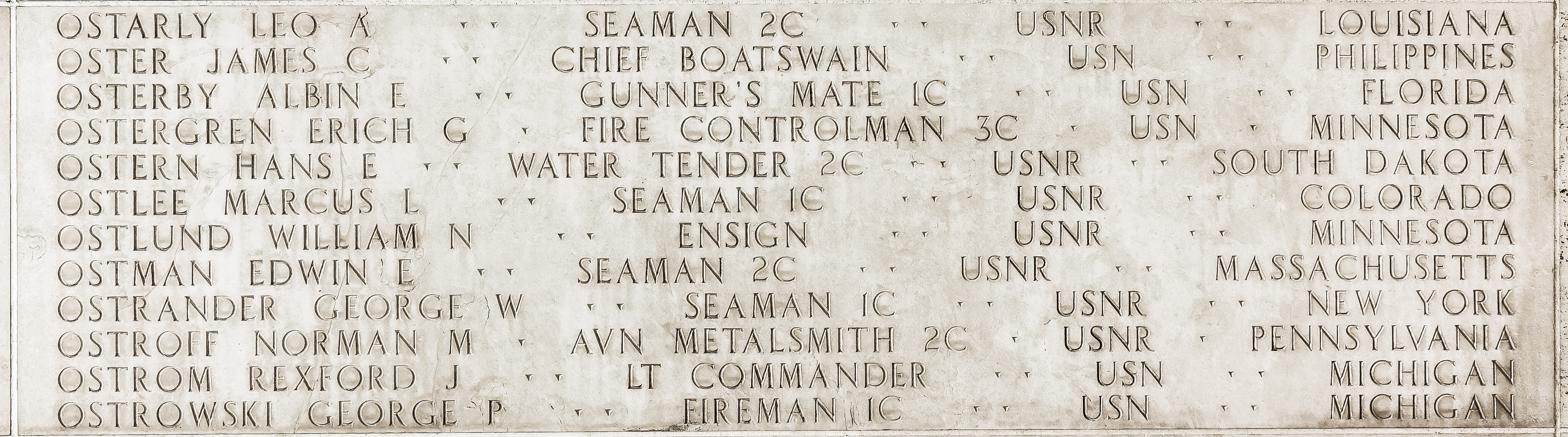 Edwin E. Ostman, Seaman Second Class